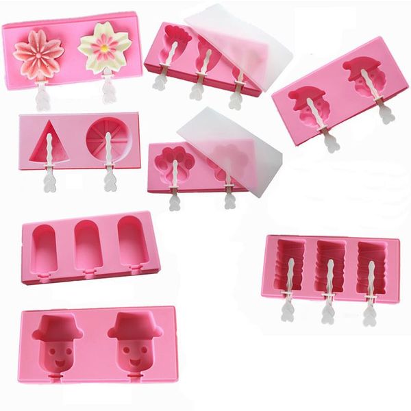 

baking moulds cartoon pattern mini popsicle mould food grade silicone diy ice cream mold with cover kitchen supplies for summer