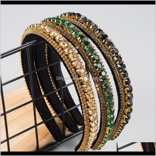 

headbands jewelry drop delivery 2021 temperament trend all-match hair multi-layer glass full diamond gold veet thin edge hoop a9xcj, Silver