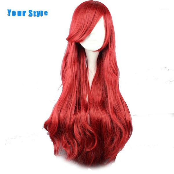 

your style 19 colors 85cm synthetic long wavy cosplay wigs women black red brown purple white high temperature fiber1