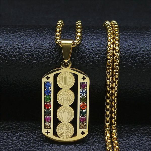 

pendant necklaces 2021 catholicism jesus crystal stainless steel chain for women geometry long necklace jewelry collier n4909s05, Silver