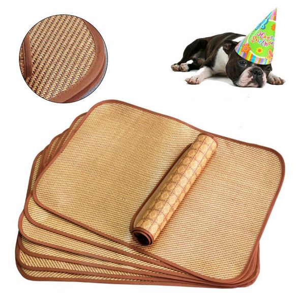 

pet dog cat sleeping pad summer bamboo cooling mat soft cool house kennels & pens