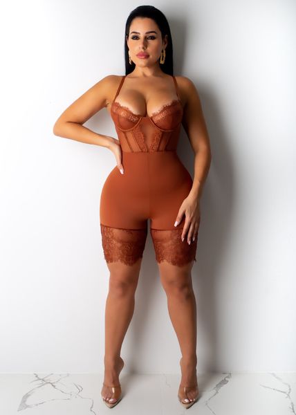 

test lace panelled women ny see through spaghetti neck backless sassy nightclub jumpsuits real images black caramel, Black;white