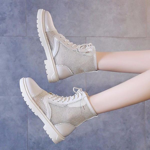 

leather mesh sandals women's summer high-hollow thick-soled shoes casual women, Black