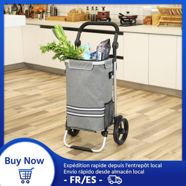 

storage bags reusable portable shopping trolley bag removable two-stage zipper grocery cart with wheels