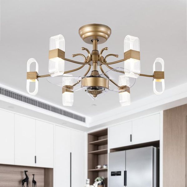 

light luxury dining room fan integrated living bedroom big wind household silent nordic minimalist ceiling fans