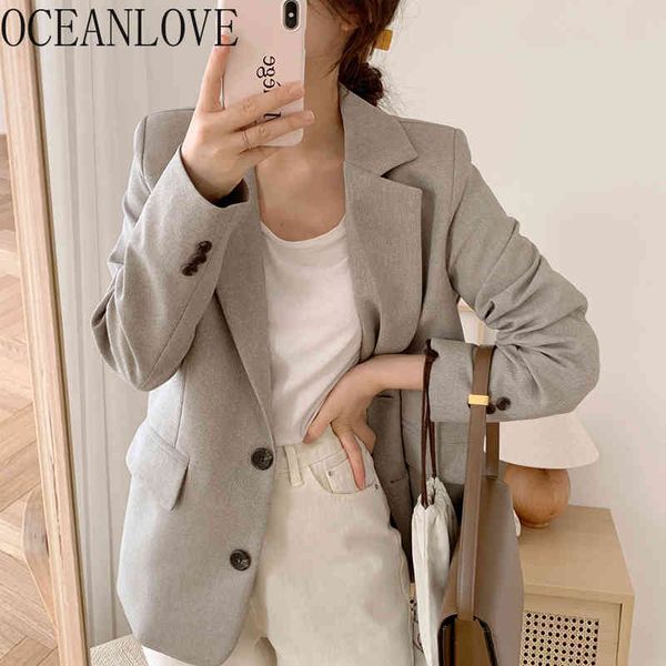

office lady formal women autumn solid work fashion mujer chaqueta korean spring elegant blazer feminino 18439 210415, White;black