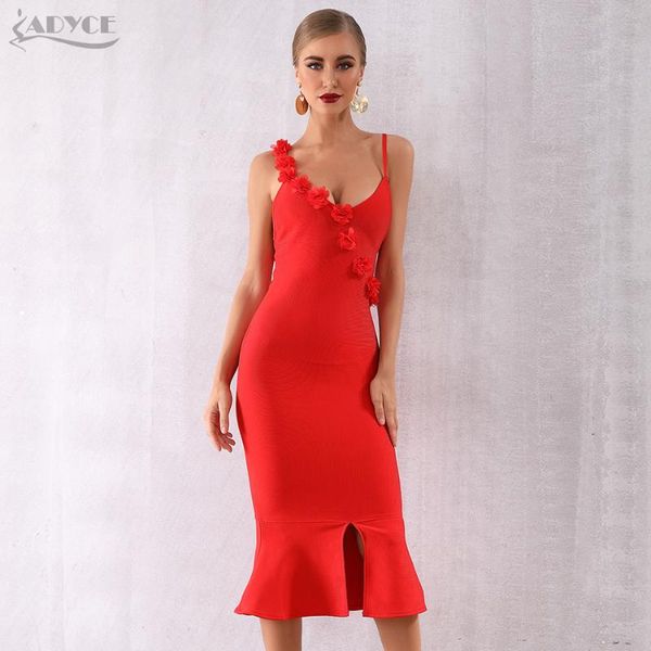 

casual dresses adyce summer red bodycon bandage dress women spaghetti strap floral mermaid club celebrity party vestidos, Black;gray