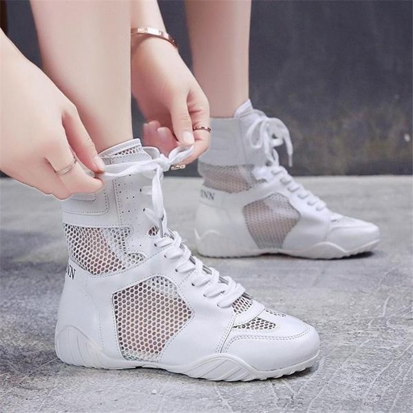 

boots 2021 summer women's ankle casual leather high-belt breathable mesh for women comfortable lightweight sneakers, Black