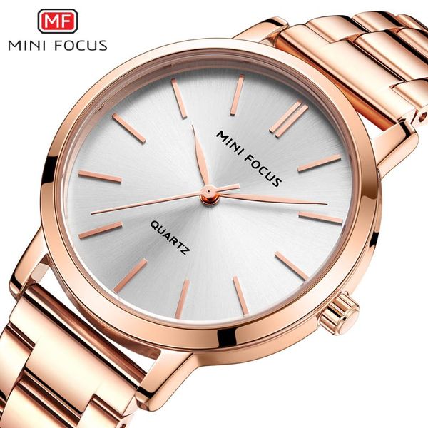 

wristwatches mini focus luxury graceful women watches 2021 fashion quartz watch for lady rose gold stainless steel waterproof wristwatch, Slivery;brown