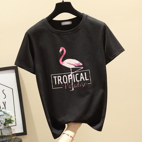 

women's t-shirt korean t shirt women clothes summer pink harajuku cotton tshirt kawaii print black white vintage tee 2021