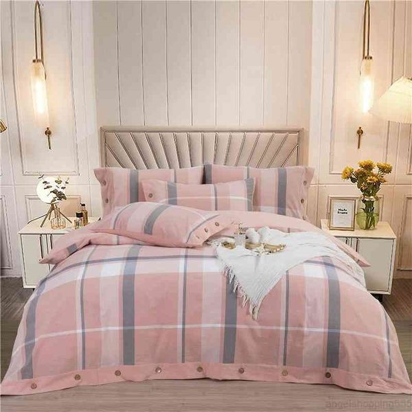 

100% quilted cotton bedspread check duvet cover gingham plaid king/ 4pcs bedding set
