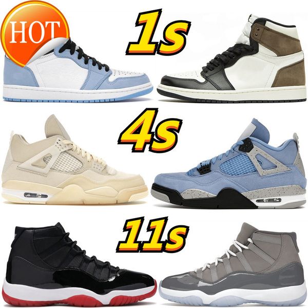 

2022 men women basketball shoes 1 1s university blue 4 4s red thunder 11 11s cool grey dark mocha bred black cat designer sneakers