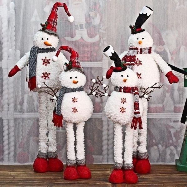

christmas decorations product big size dolls retractable snowman plush toy year party decoration for home gifts kids