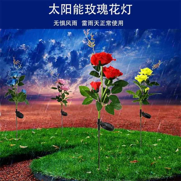 

2021 new solar rose outdoor waterproof led decorative garden lawn lamp