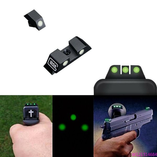 

tactical pistol night vision optics mechanical sight green luminous glow front and rear sight for glo ck g17 g19 g22 g23 series model