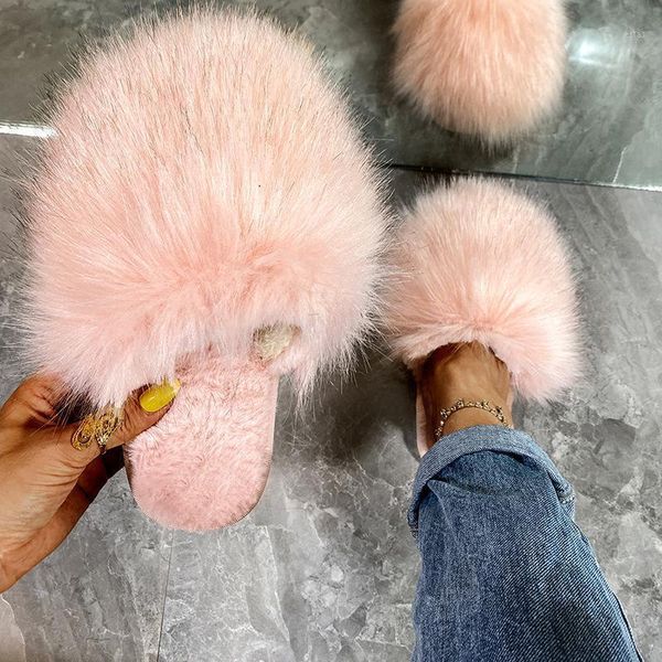 

women summer furry slippers fluffy home shoes for ladies flops with female fur sandals1, Black