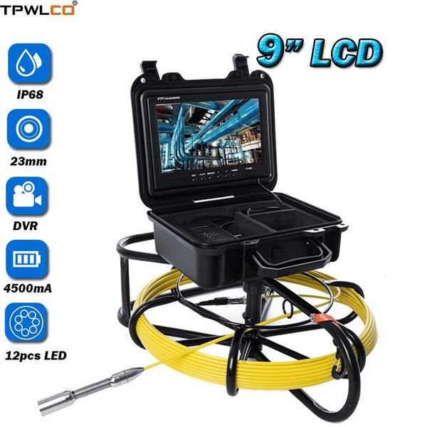 

20m cable 23mm industrial camera with 12pcs leds 9" screen sewer inspection pipe system dvr recording/meter counter ip cameras