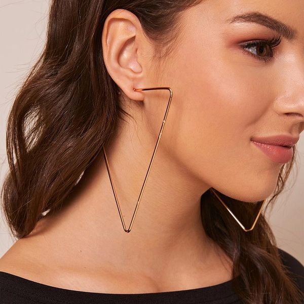 

jewelry fashion personality exaggerated alloy ms triangle earrings large metal geometry ear ring 2021 stud for, Golden;silver
