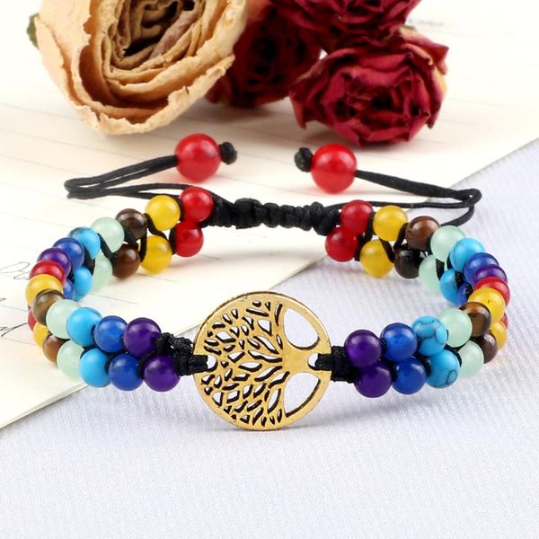 

handmade bracelet tree of life charm bracelets 4mm beads adjustable string braided yoga jewelry friendship lover gifts beaded, strands, Black