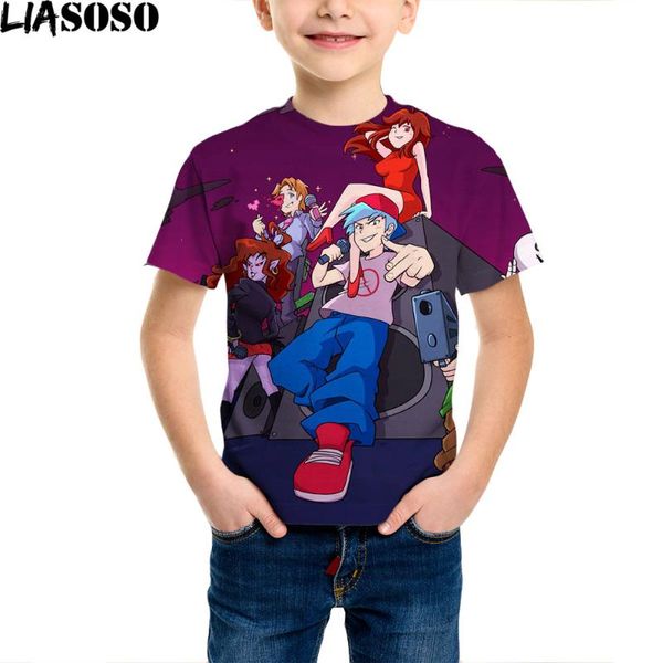 

men's t-shirts boy friday night funkin t shirt kid cartoon blue singer game fashion for girl child t-shirt children clothing anime clot, White;black