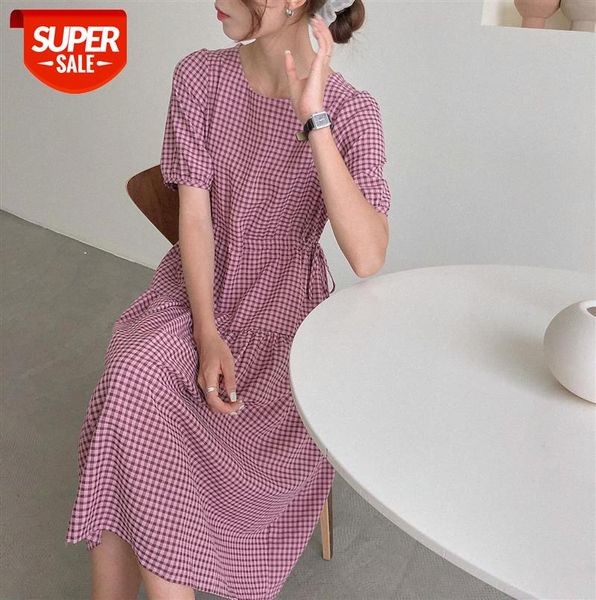 

[ou fan] 7283 french retro plaid dress female korean style high waist stitching a-line skirt #8k64, Black;gray