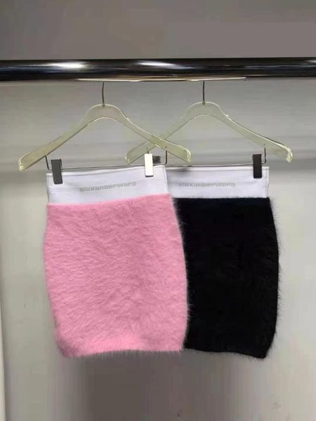 

skirts women skirt 21 autumnwinter plush knitted high waist slim bag hip, Black