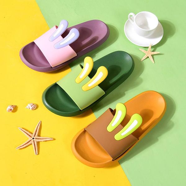 

home women bath lovely cartoons bathroom slippers comfortable thick sole bedroom flat shoes antislip lightweight ladies slides, Black