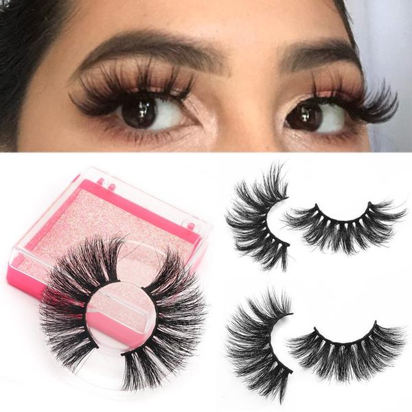 

pair false eyelashes handmade 3d mink hair lashes natural thick long fluffy eye makeup beauty extension tools with box