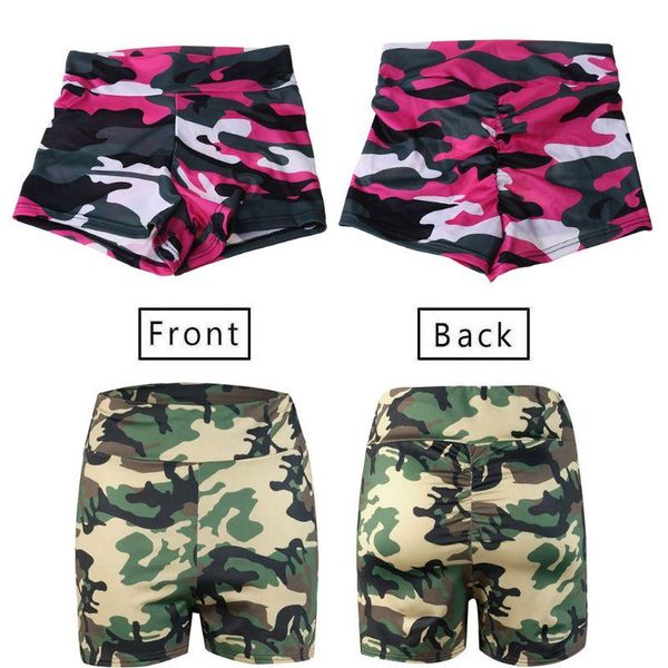 

women camouflage yoga shorts ruched bulifting booty workout sport pants women's, White;black