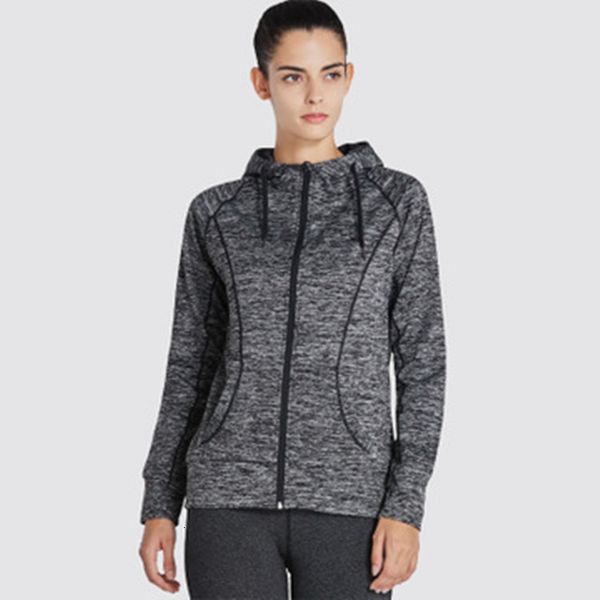

tracksuits luxury yoga wearautumn and winter 2021 women's fleece hooded cardigan long sleeve sports et zipper sweater, Gray