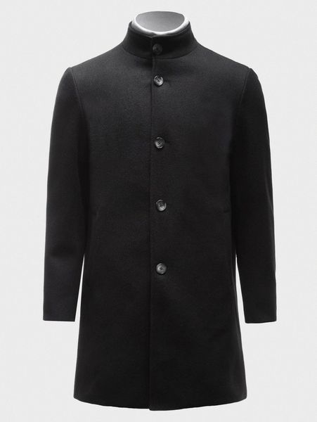

men mock neck button front overcoat 73s3#, Black;brown
