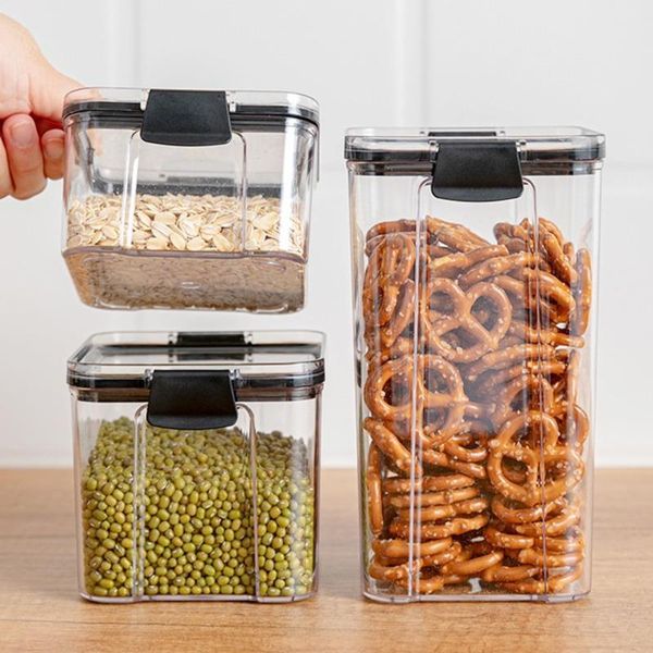 

storage bottles & jars 460ml-1800mlhousehold transparent square buckle sealed tank kitchen grains food preservation moisture-proof