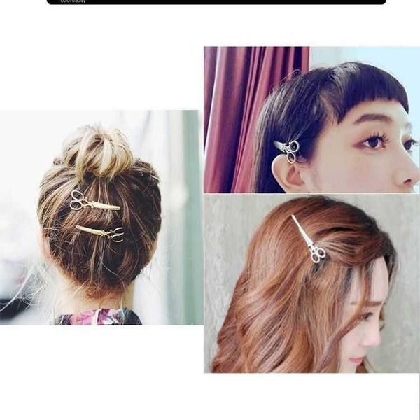

hair clips & barrettes four japanese super cute retro scissors hairpins, one clip, banger, female personality, side clip head accessories, Golden;silver