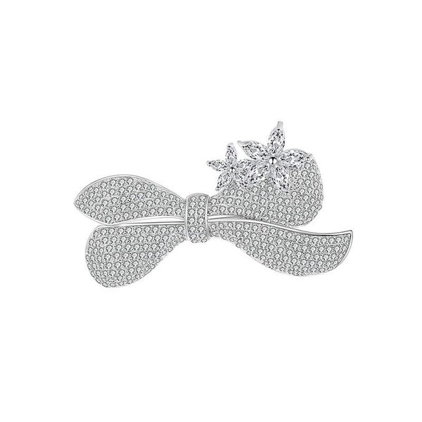 

pins, brooches bow flower brooch pin copper fashion jewelry wedding party gentleman love adorn the gift for friends and family, Gray