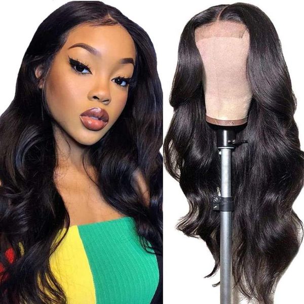 

lace wigs brazilian body wave front wig transparent frontal human hair for women t part closure 180, Black;brown