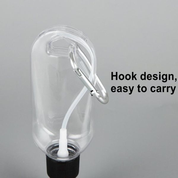 

liquid soap dispenser 60ml 50ml reusable portable mini size alcohol spray bottle hand sanitizer travel small holder hook keychain carrier