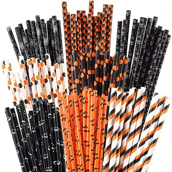 

disposable dinnerware 25pcs pumpkin bat ghost paper straws halloween decoration party happy supplies decor