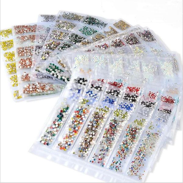 

nail art decorations 1 pack flatback glass nails rhinestones mixed sizes ss3-ss10 decoration stones shiny gems manicure accessories, Silver;gold