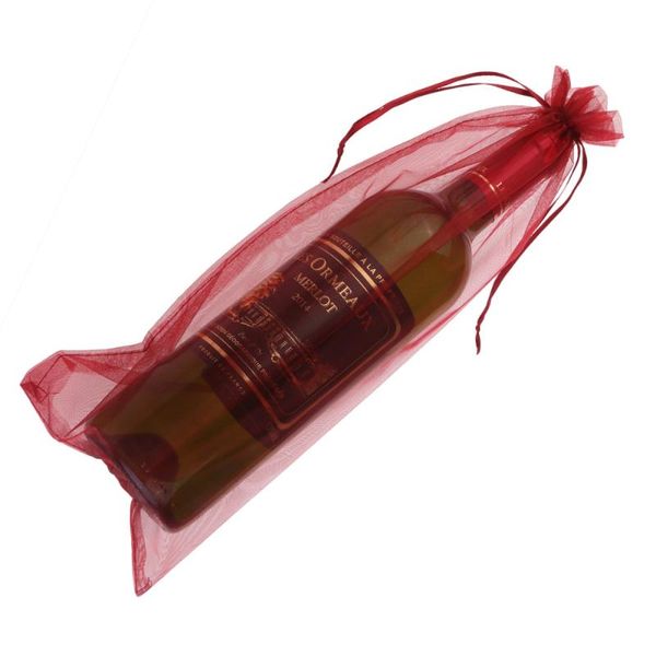 

gift wrap 10pcs sheer organza bottle cover bags (red)