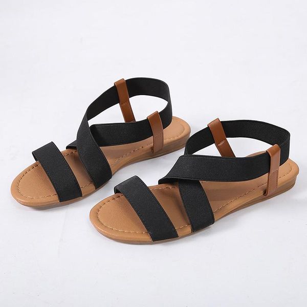 

sandals 2021 women low heel anti skidding beach women's shoes woman cross strap peep-toe, Black