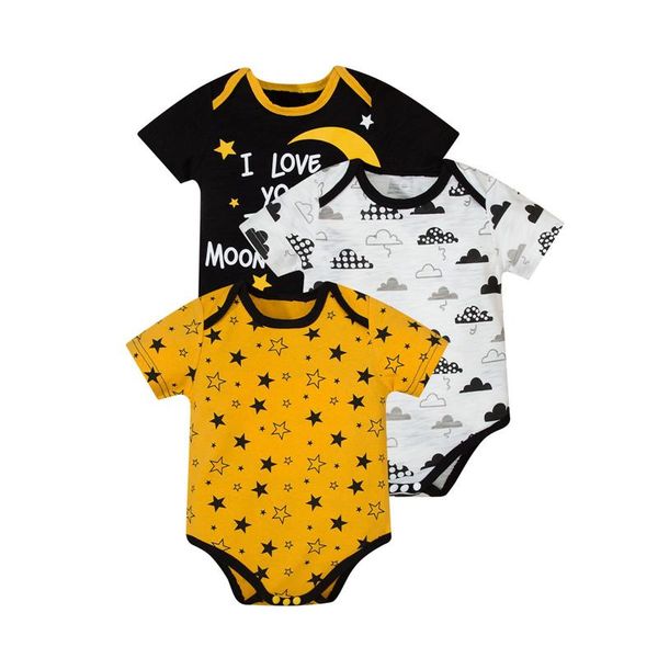 

born 3 pcs romper set cloud star letter print round neck summer jumpsuits for baby boys pography birthday party playsuit, Blue