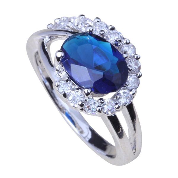

wedding rings cheerful royal blue & white cubic zirconia romantic silver colour ring j137, Slivery;golden