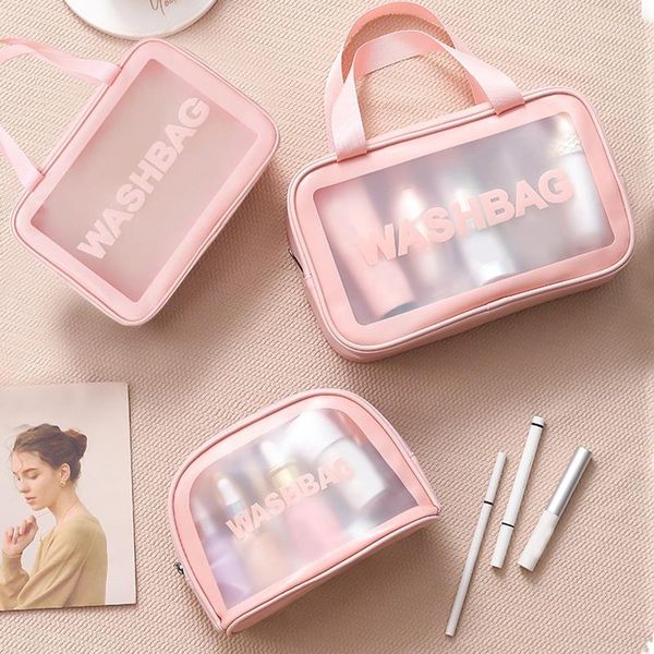 

storage bags pu women travel bag toiletry organize waterproof pvc cosmetic portable transparent makeup female wash