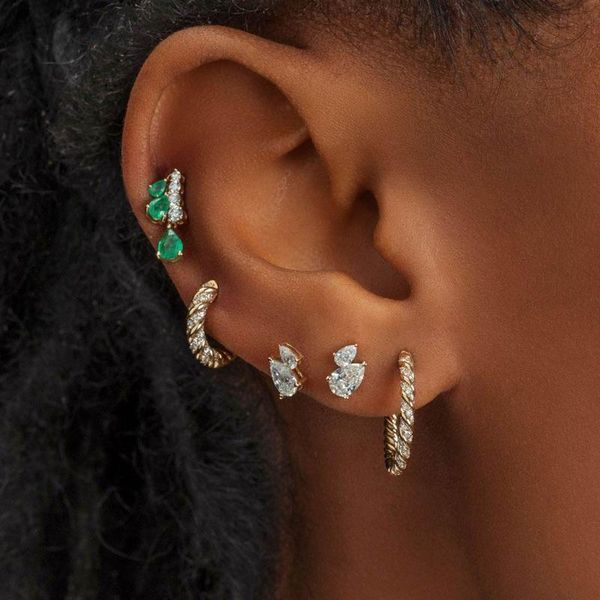 

hoop & huggie sparking bling cz paved 20mm 32mm round huggies european fashion women jewelry gold color vermeil twist band earring, Golden;silver