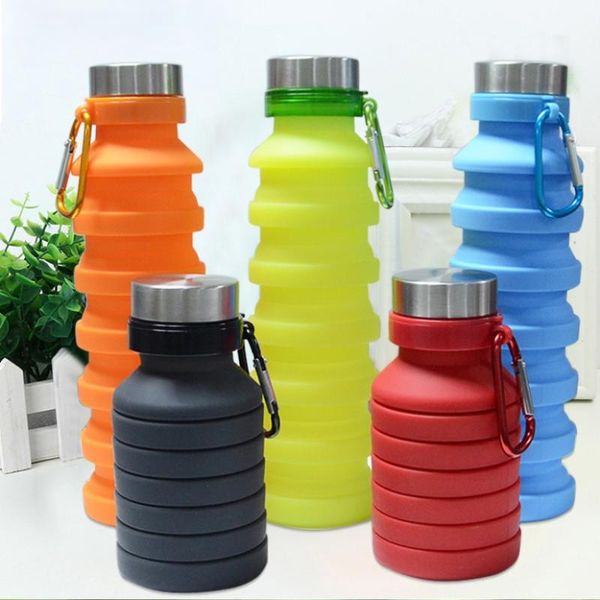 

water bottles & cages portable folding soccer bottle retractable silicone coffee for travel camping drinking sport collapsible kettle cup