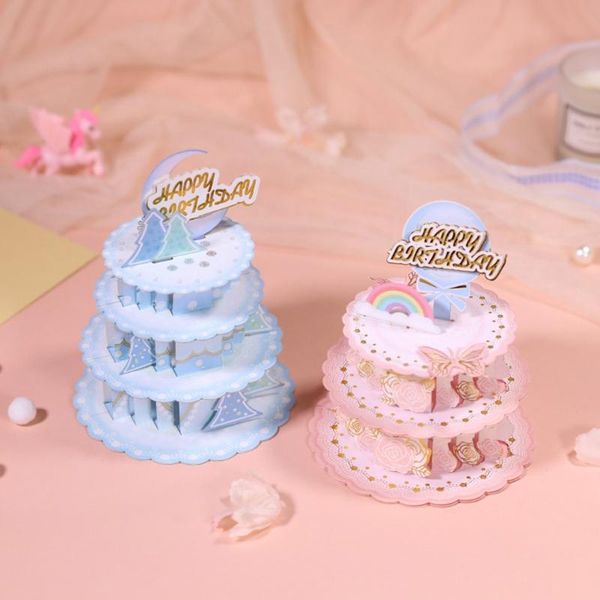 

greeting cards 3d -up cake card for happy birthday mother's day wedding party anniversary graduation with envelope