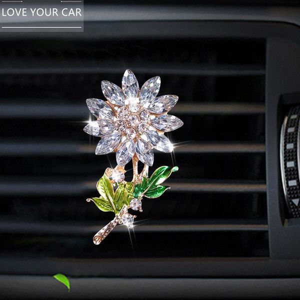 

sunflower air outlet perfume clip car conditioning decoration crystal ornaments freshener