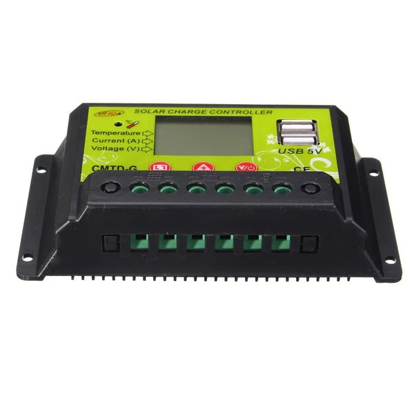 

20a solar panel charge pwm controller regulator lcd 12v 24v