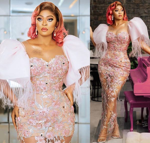 

2022 plus size arabic aso ebi luxurious lace prom dresses beaded sheer neck evening formal party second reception gowns dress zj444, Black