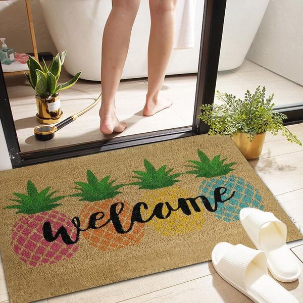 

carpets 1pc front door decor mat indoor outdoor non-slip bath kitchen carpet sayings farm-house coir fiber welcome mat#40